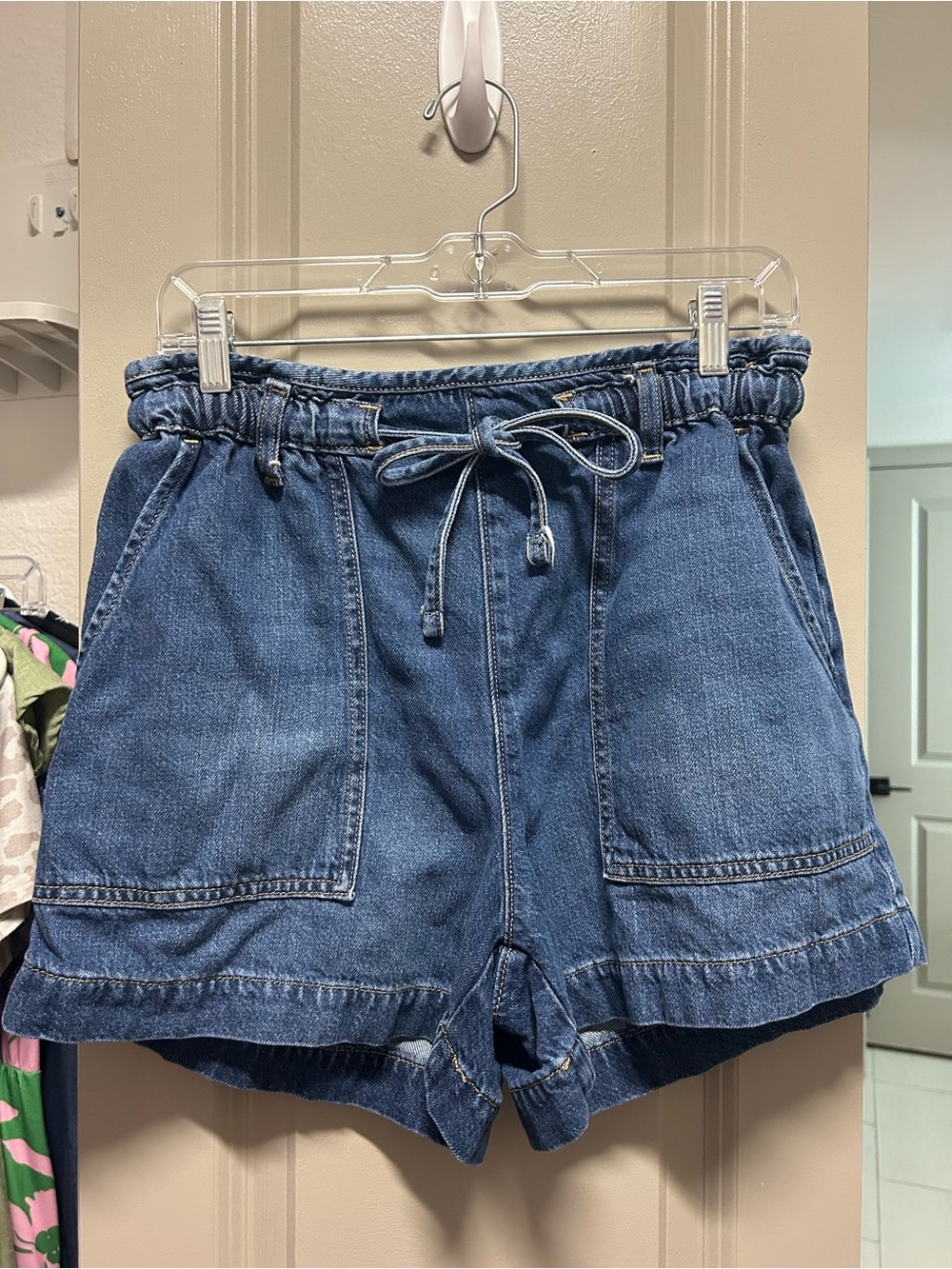 Time and Tru Blue Paperbag Waist Denim Shorts